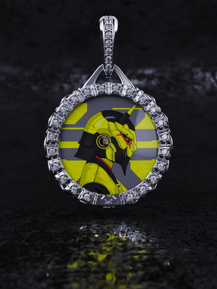 A pendant with a picture in the middle